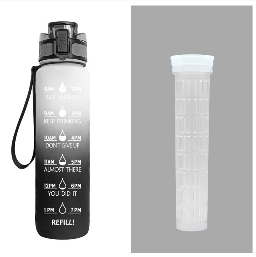 1L Tritan Water Bottle With Time Marker And Flip Cover