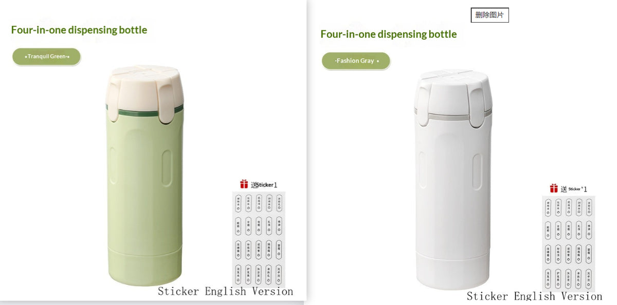4-in-1 Leakproof Travel Bottle Set, Portable Toiletry Dispenser