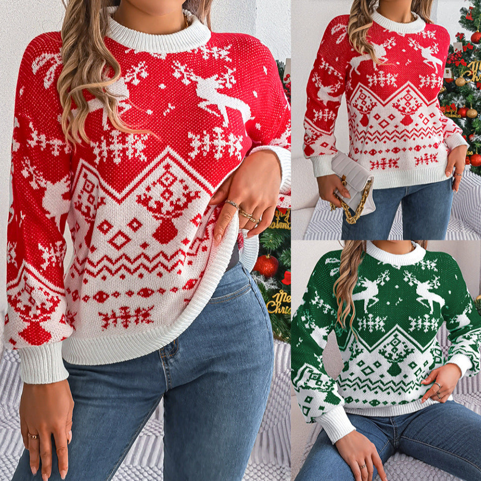 Deer Pattern Long Sleeve Hoodie Sweater for Autumn Winter