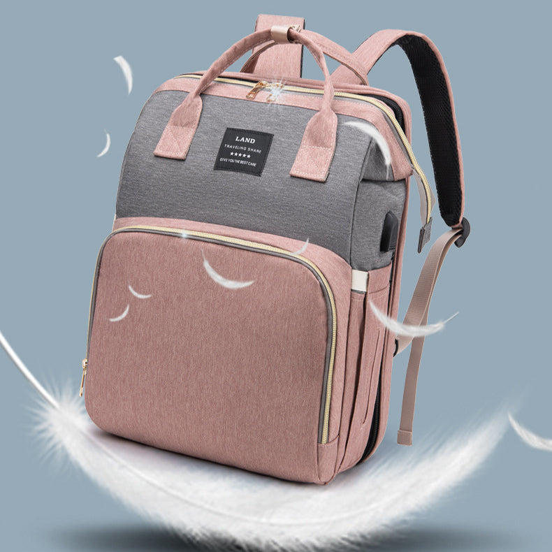Large-Capacity Baby Changing Backpack with Insulated Milk Bag