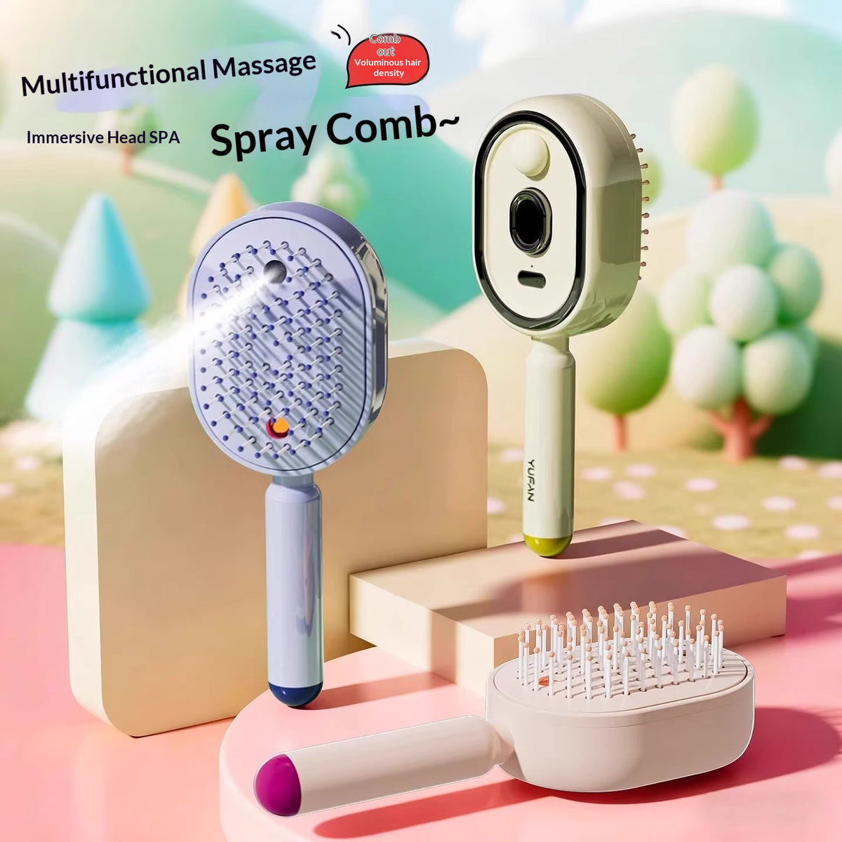 Electric Spray Massage Comb with Air Cushion and Mist