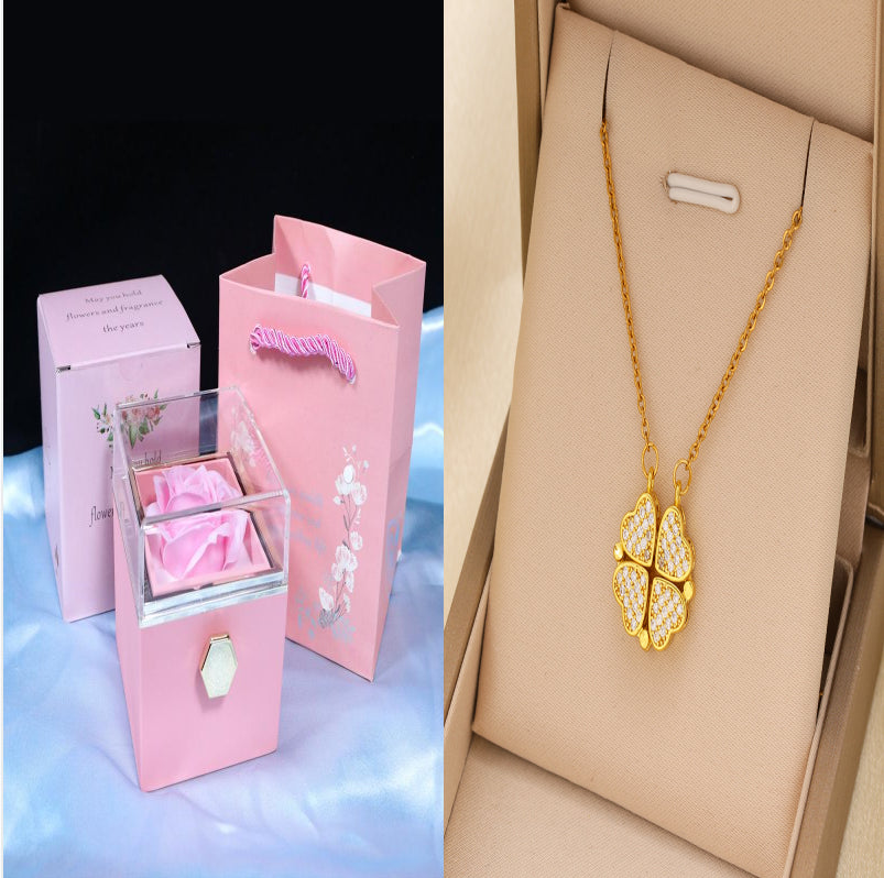 Rotating Soap Rose Gift Box, Romantic Jewellery Packaging