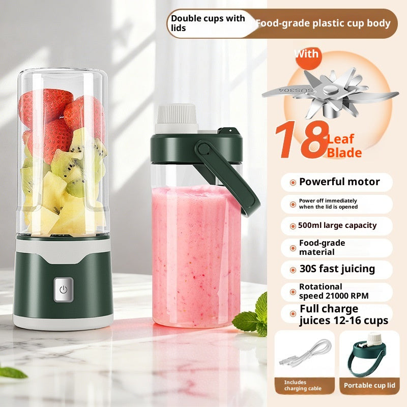 Rechargeable USB Blender Juice Cup with Double Cup and 500ml Size