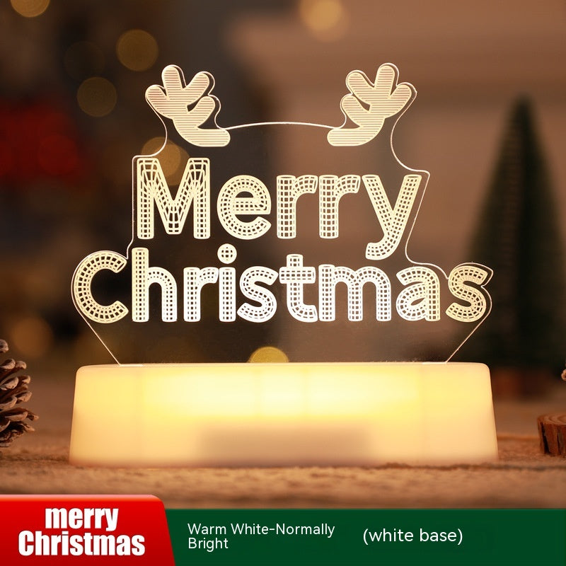 3D Acrylic LED Night Light Christmas Lamp with Warm Glow