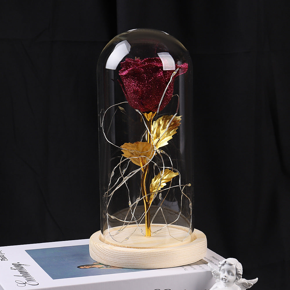 Eternal Rose LED Light In Glass Dome, Romantic Valentine's Gift