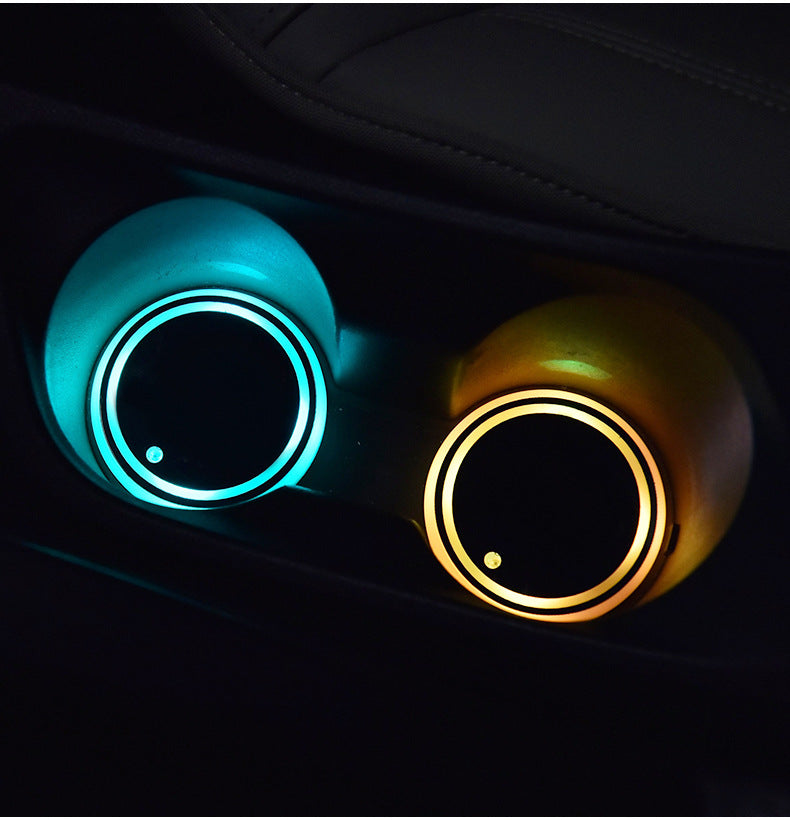 Colourful LED Light-Up Car Cup Holder Coasters, Solar and USB