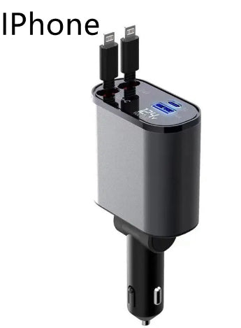 Metal 100W Car Charger With USB and Type-C Fast Charging
