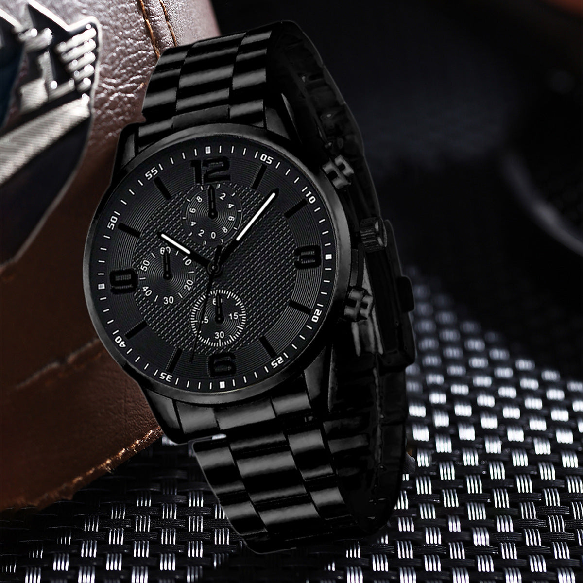 Men's Three-Eye Digital Watch with Bracelet and Necklace Set