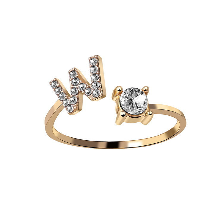 Adjustable Initial Letter Ring In Gold, Silver Or Rose Gold
