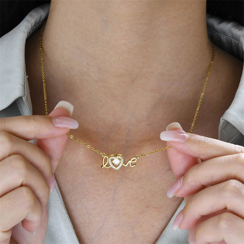 Gold Titanium Steel Clavicle Chain Necklace, Valentine's Gift