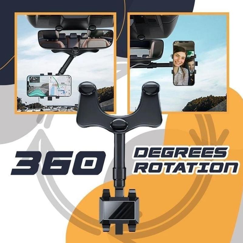 Rearview Mirror Phone Holder With 360 Rotation For Cars