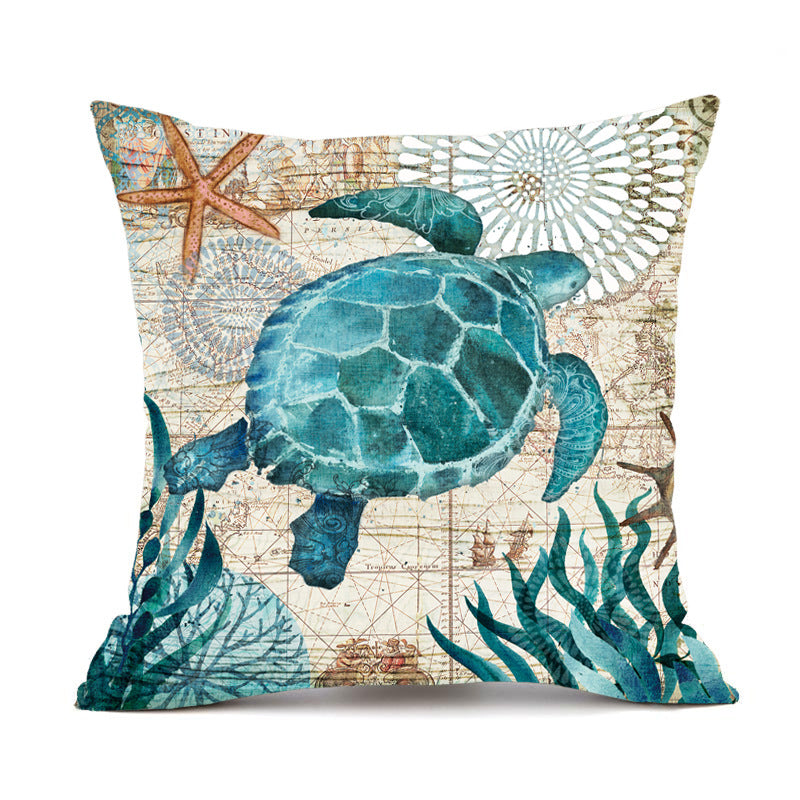 Sea Turtle Print Cushion Cover, Soft Throw Pillow Case