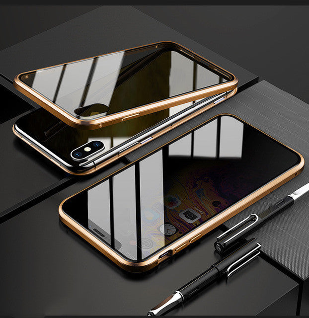 Magnetic Privacy Glass Phone Case With Metal Frame Protection