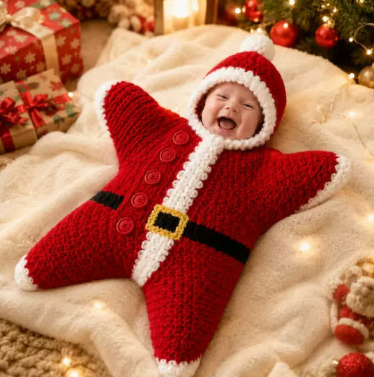 Crocheted Star Baby Sleeping Bag Bodysuit For Newborns