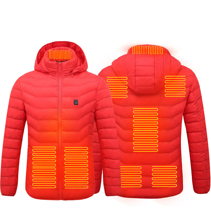Men's Heated Puffer Jacket With 9 Heat Zones And Hood