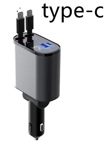 Metal 100W Car Charger With USB and Type-C Fast Charging
