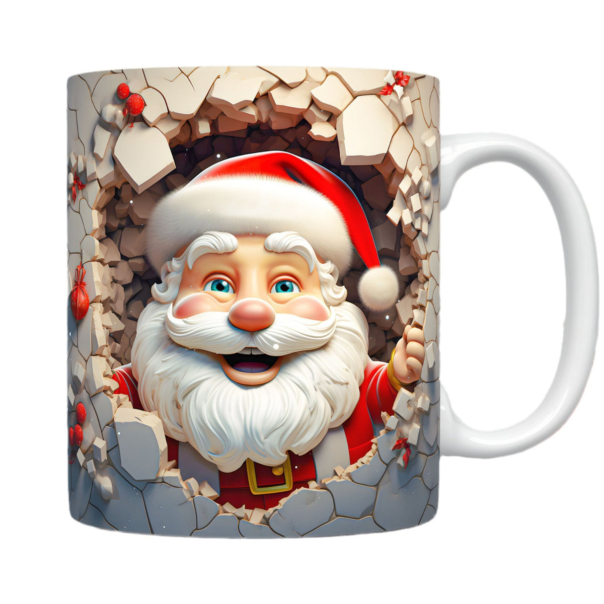 3D Christmas Ceramic Mug with Santa Snowman Space Design