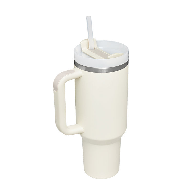 40oz Insulated Tumbler With Handle And Straw, Leakproof Lid