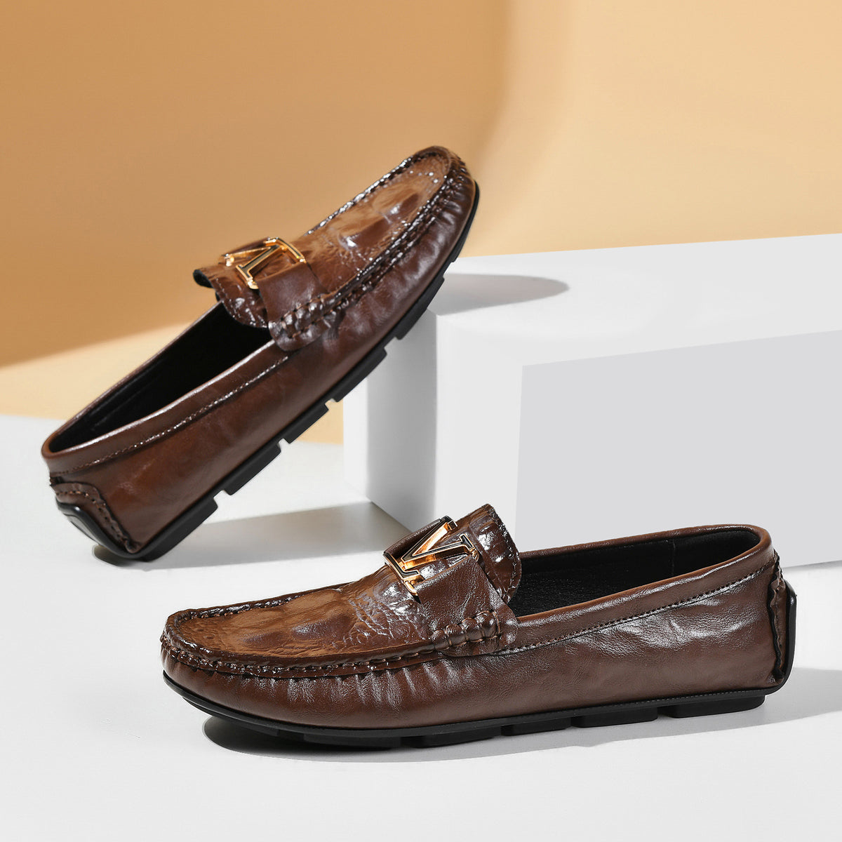 British-Style Men's Casual Genuine Leather Shoes