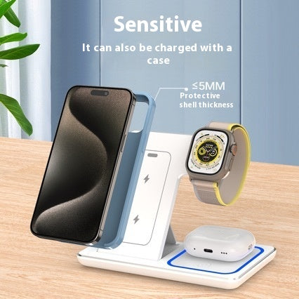 3 In 1 Foldable Wireless Charging Station With LED Light