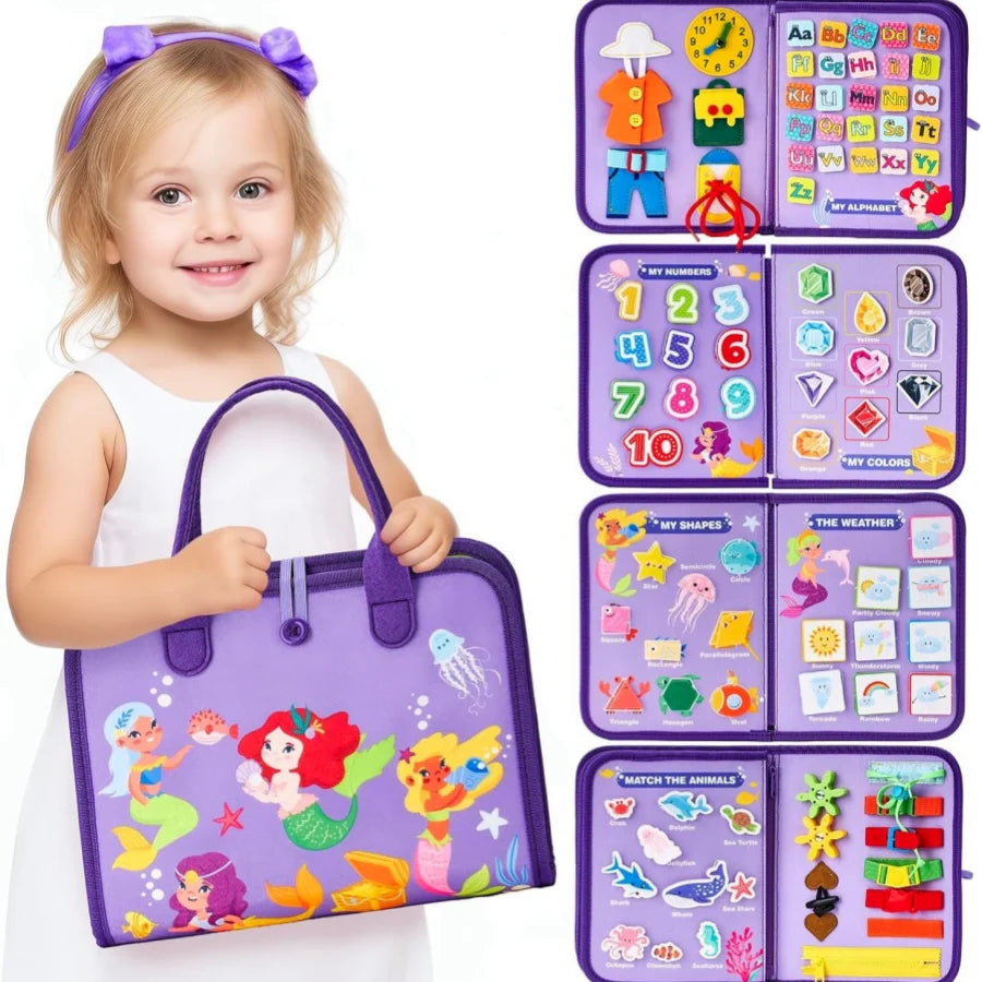 Felt Busy Book for Toddlers, Dressing and Buttoning Learning Board