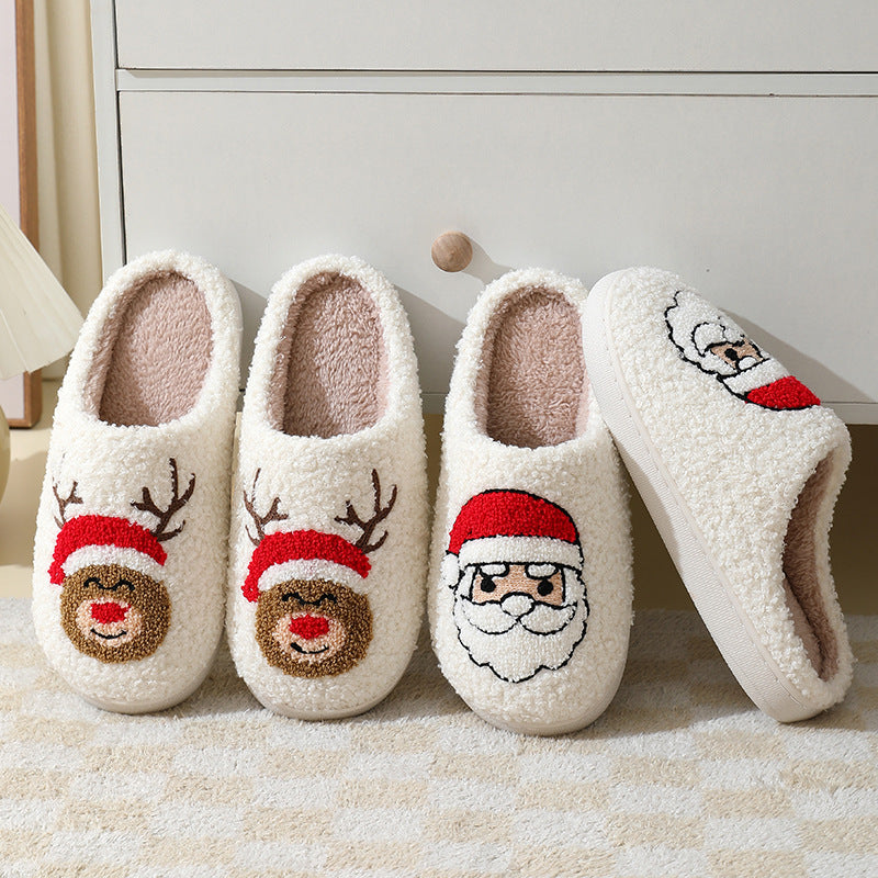 Cartoon Christmas Cotton Slippers for Women and Men