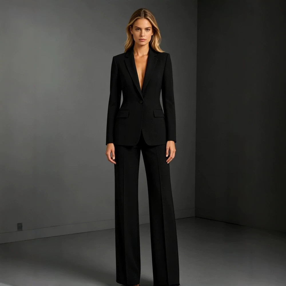 Women's Slim Fit Blazer and Trousers Two-Piece Office Suit