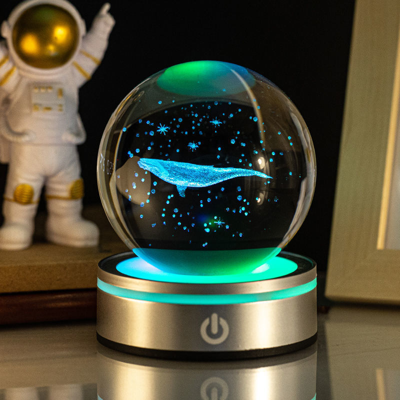 3D Inner Carving Crystal Ball Night Light With Gradient Glow