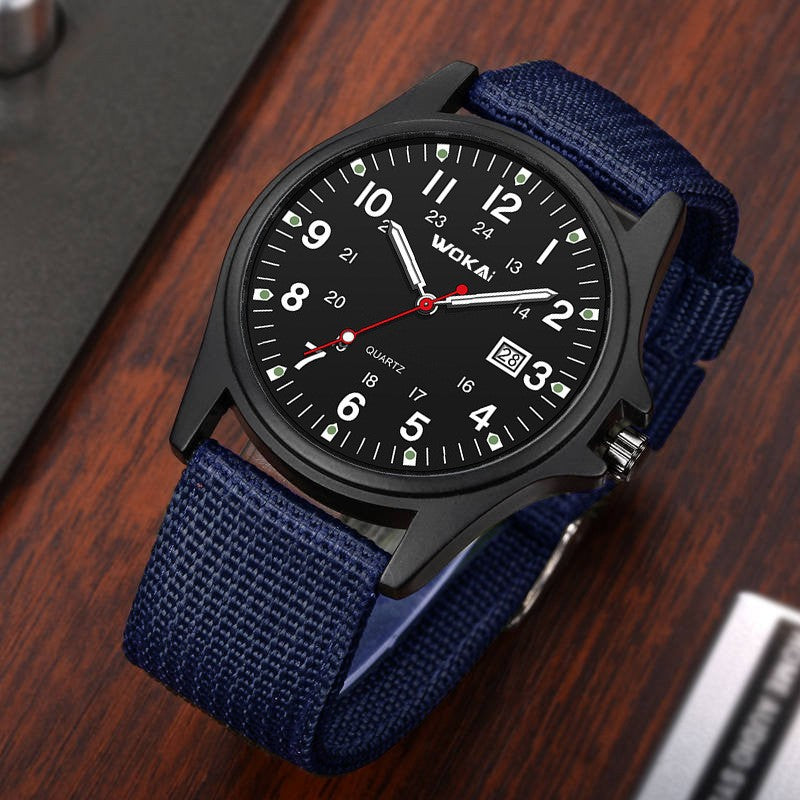 Men's Sporty Nylon Strap Minimalist Quartz Watch