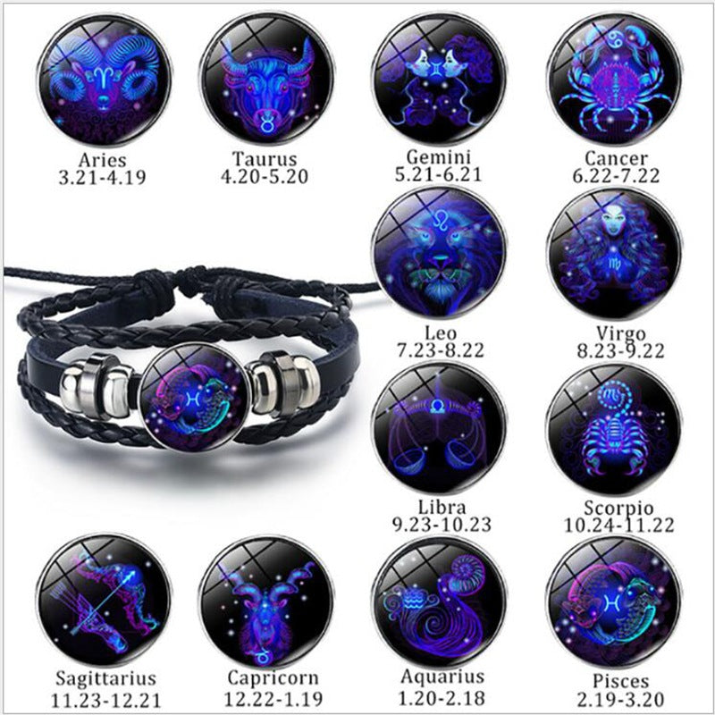 12 Zodiac Constellation Luminous Braided Bracelet for Everyone