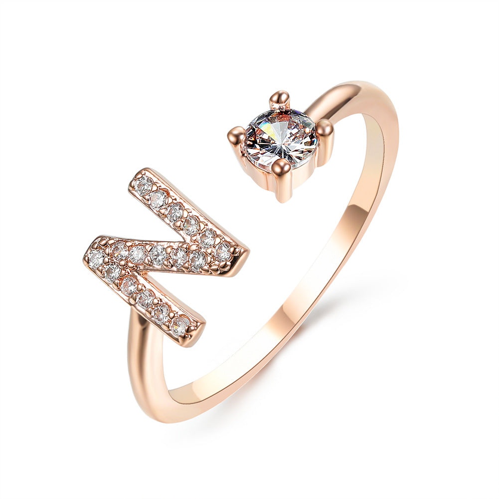 Adjustable Initial Letter Ring In Gold, Silver Or Rose Gold