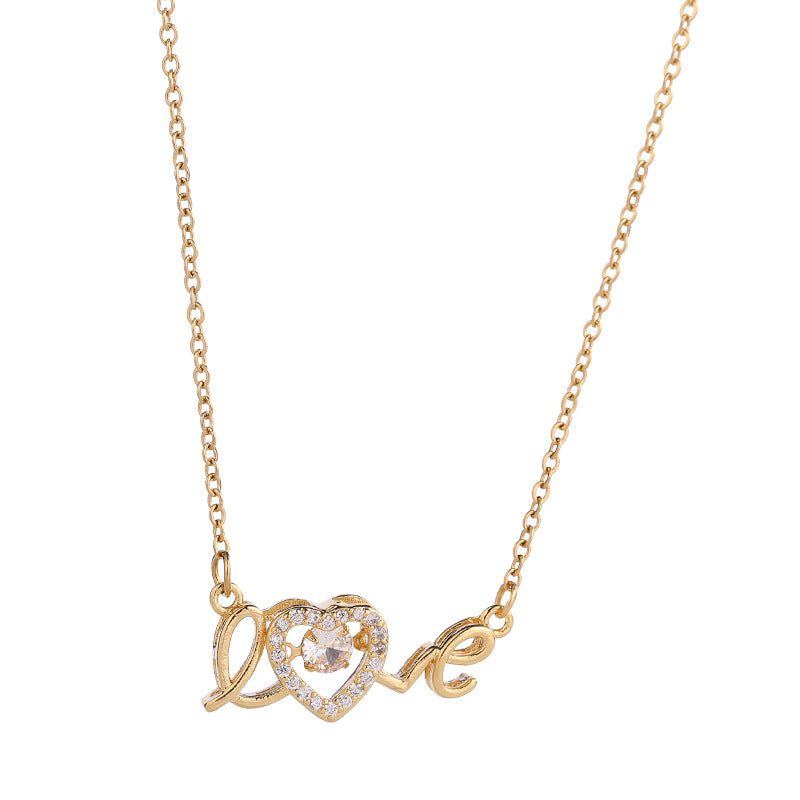 Gold Titanium Steel Clavicle Chain Necklace, Valentine's Gift