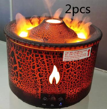 Volcano Flame Aroma Diffuser With Jellyfish Mist And Night Light