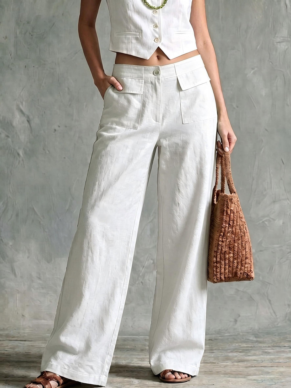 Women's Loose Fit Elastic Waist Trousers in Solid Colours