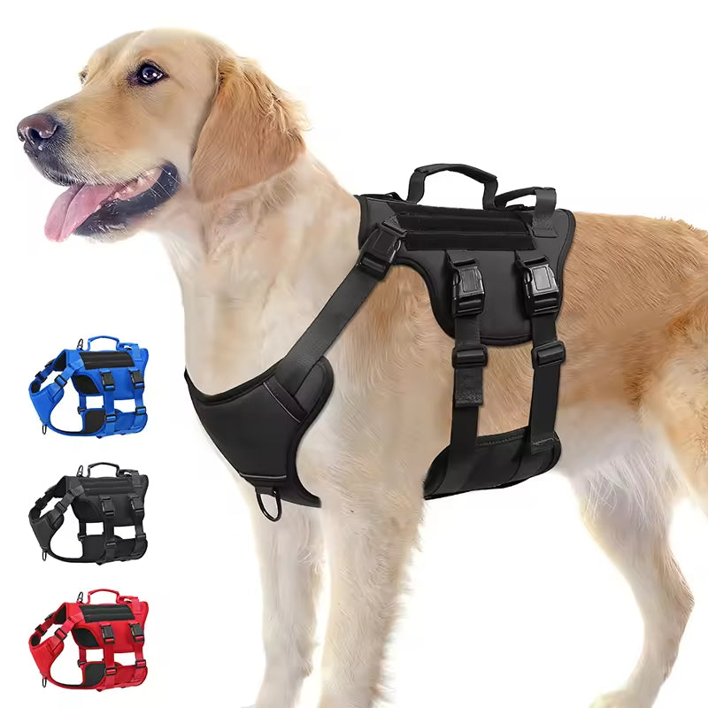 Adjustable No-Pull Dog Harness, Reflective Tactical Nylon