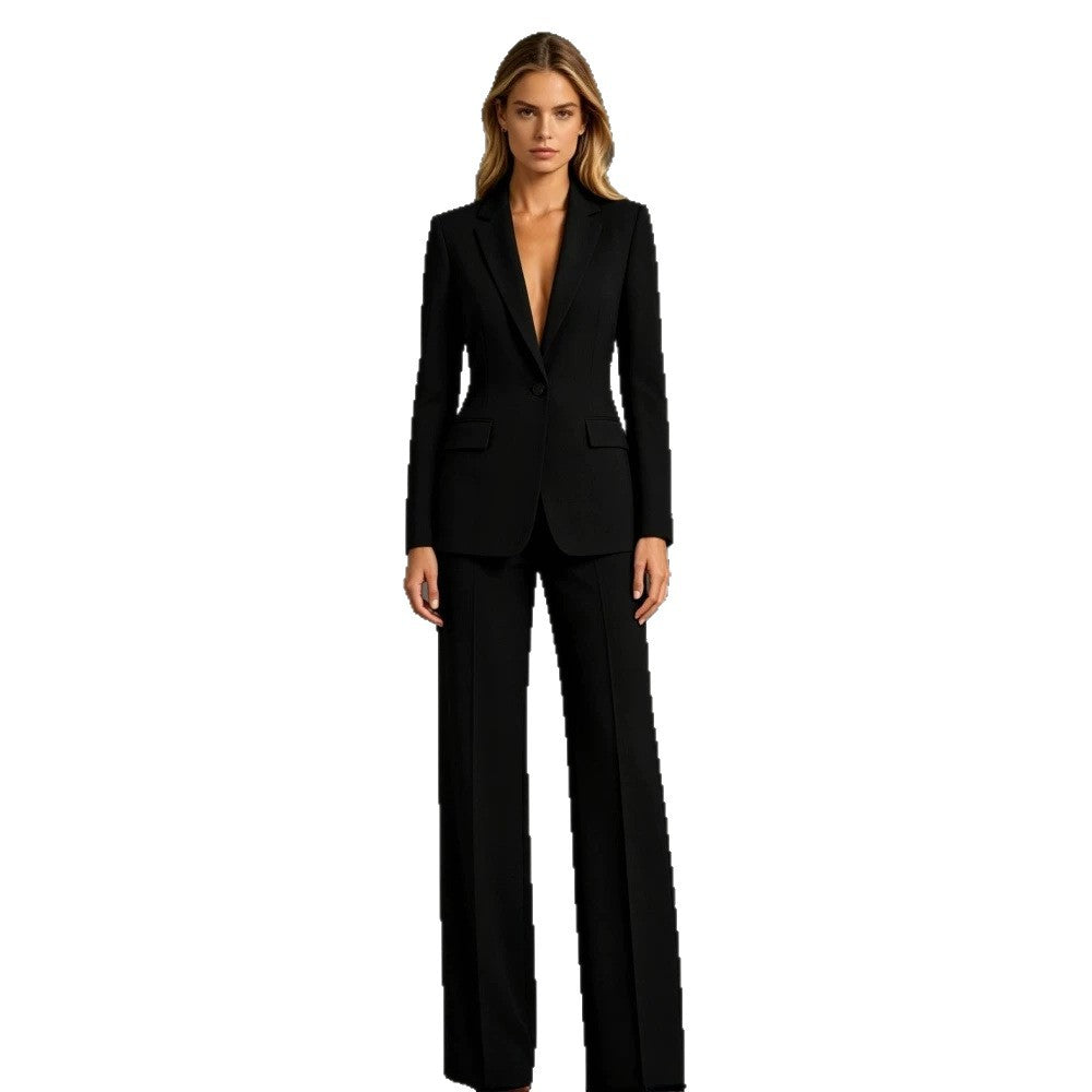 Women's Slim Fit Blazer and Trousers Two-Piece Office Suit