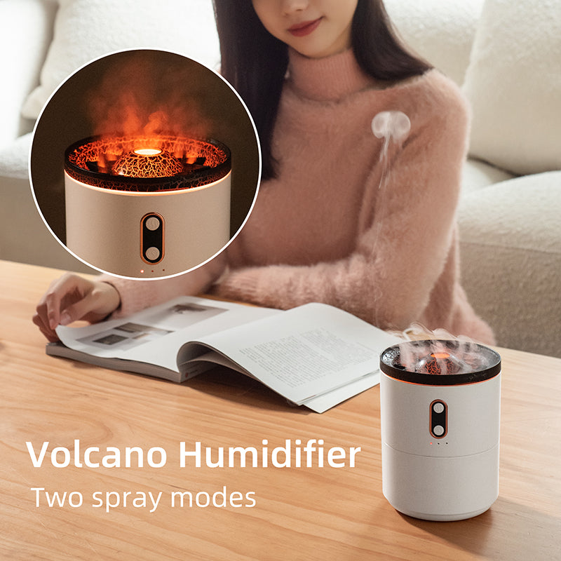 Volcanic Flame Aroma Diffuser With Jellyfish Air Humidifier Light