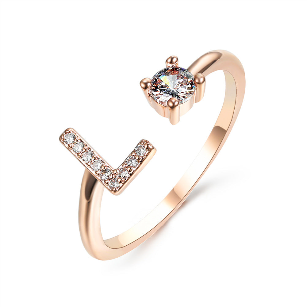Adjustable Initial Letter Ring In Gold, Silver Or Rose Gold