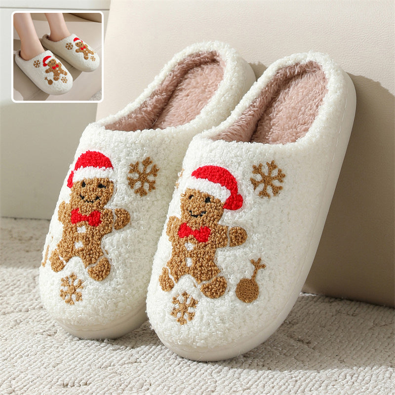 Christmas Gingerbread Slippers with Non-Slip Sole for Women