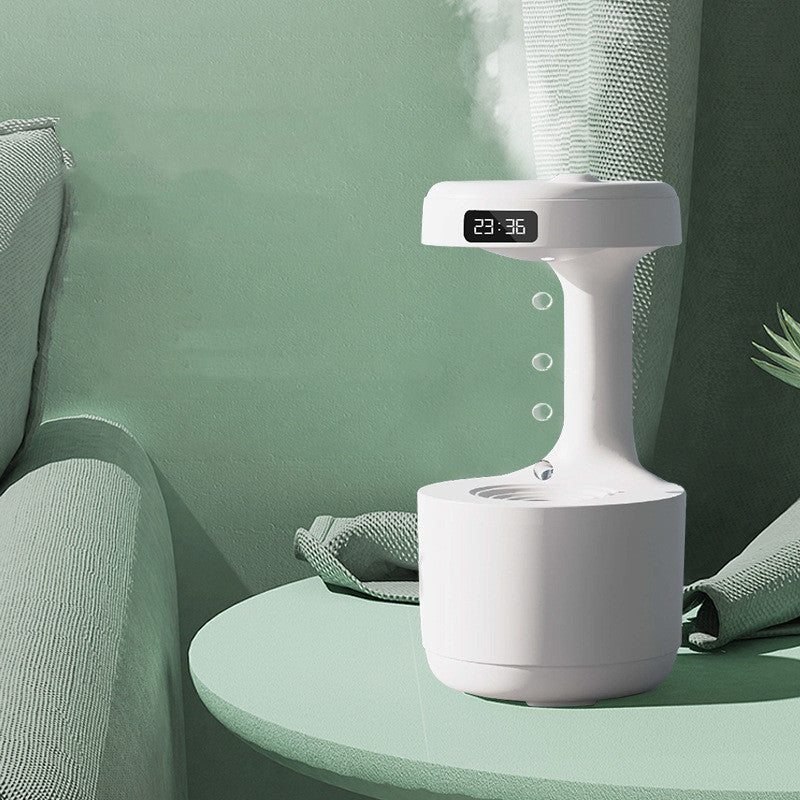 Anti-Gravity Humidifier with Clock and Water Drop Backflow