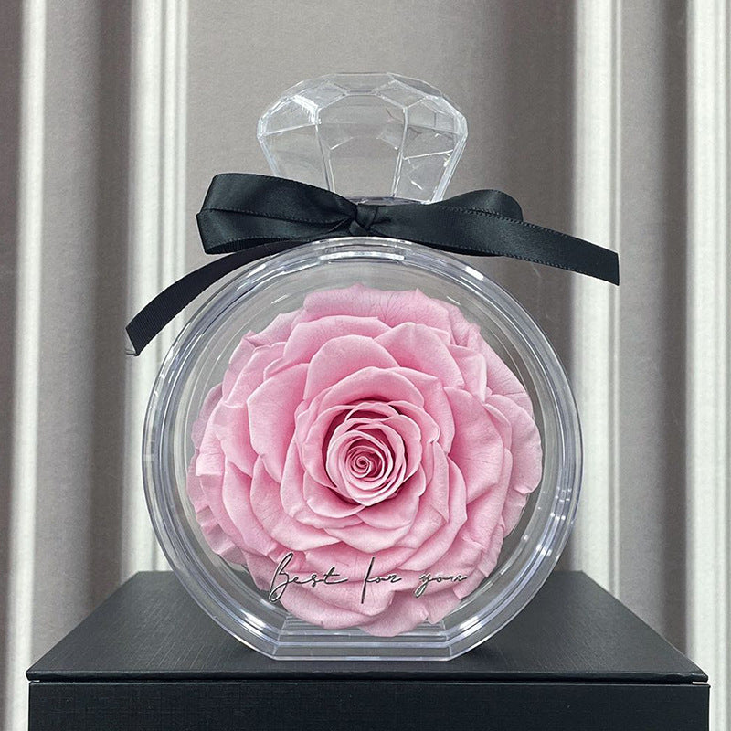 Natural Eternal Rose Flower Gift Box with Transparent Cover