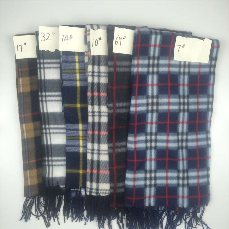 Black and White Plaid Thick Scarf, Warm Double-Sided Velvet