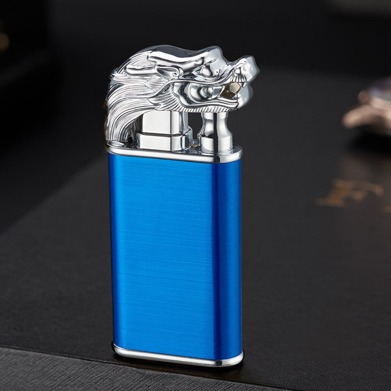 Windproof Metal Gas Lighter With Blue Flame And Double Fire