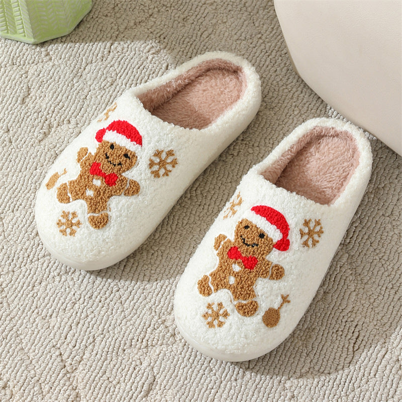 Christmas Gingerbread Slippers with Non-Slip Sole for Women