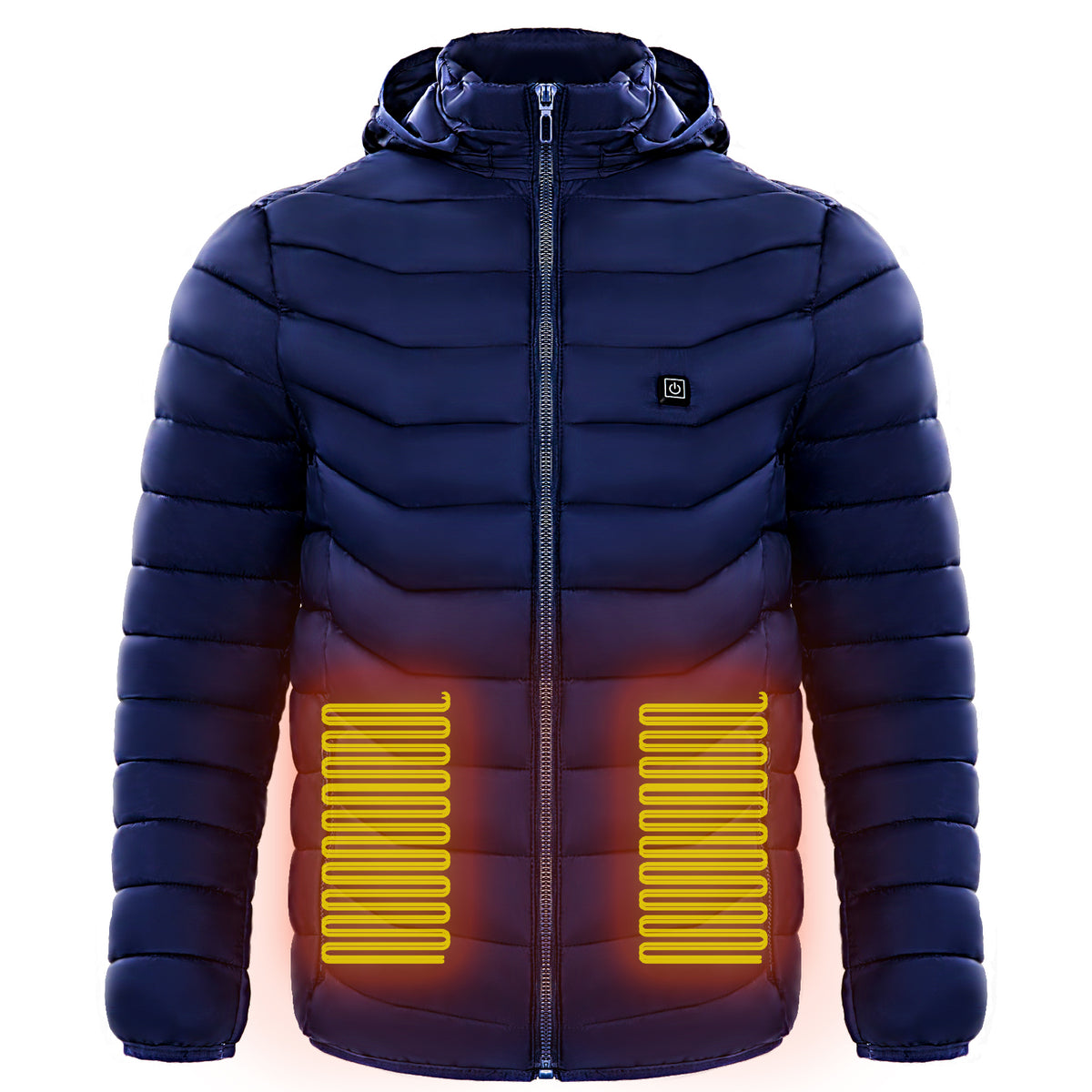Men's Heated Puffer Jacket With 9 Heat Zones And Hood