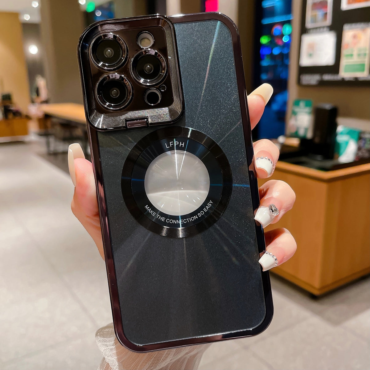 Electroplated Magnetic Phone Case With Hidden Camera Stand