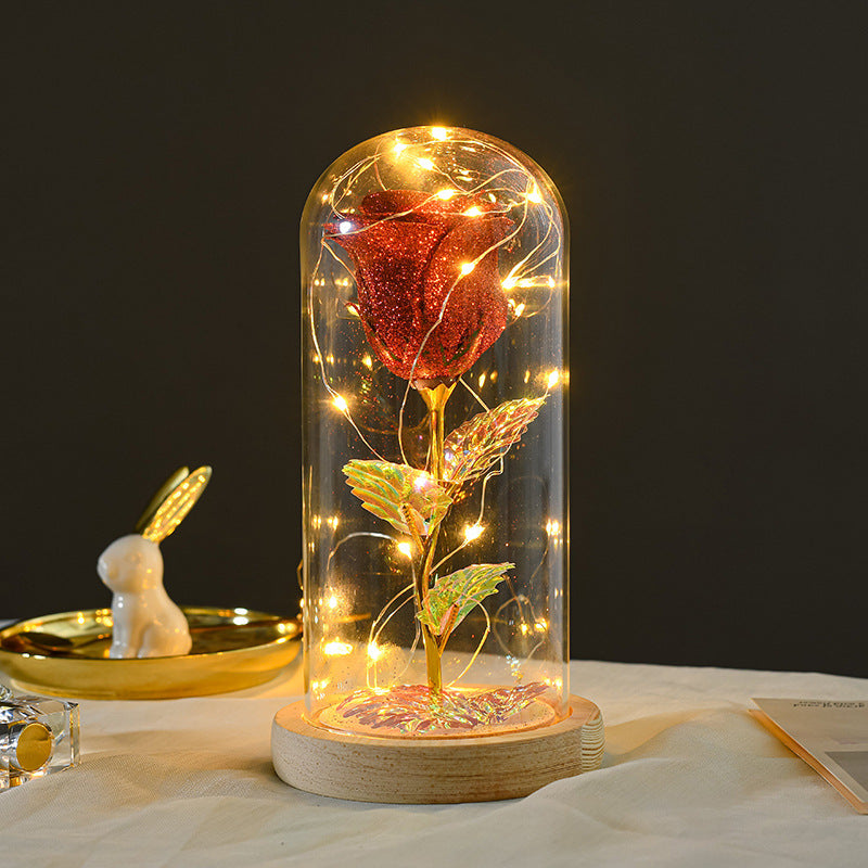Eternal Rose LED Light In Glass Dome, Romantic Valentine's Gift