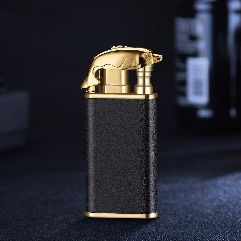 Windproof Metal Gas Lighter With Blue Flame And Double Fire