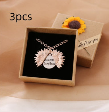 You Are My Sunshine Sunflower Necklace for Women and Men with Gift Box