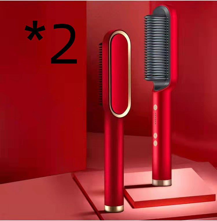 2 In 1 Hair Straightener Comb With Negative Ion And Curling